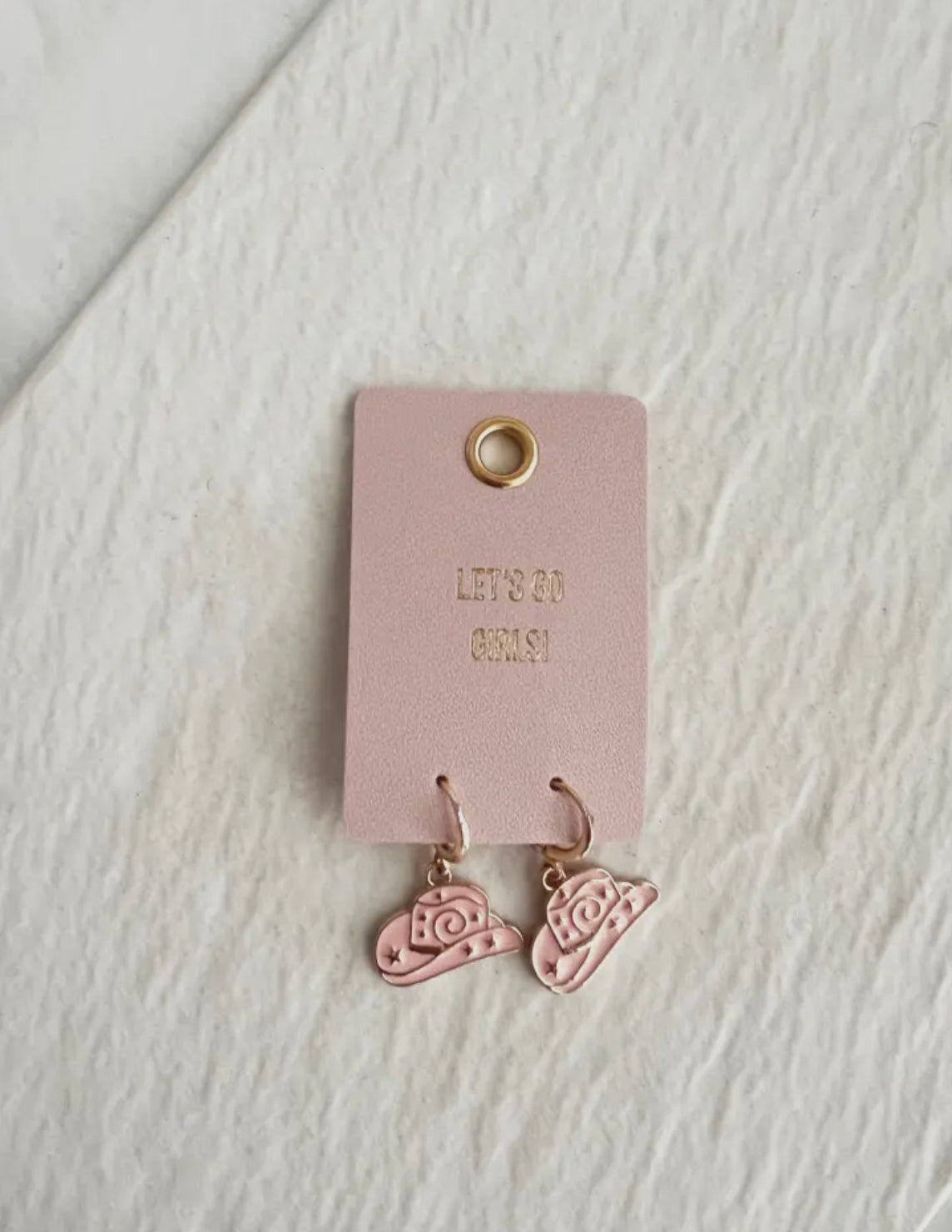 PINK COWGIRL HAT EARRINGS